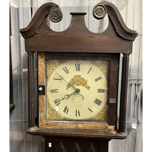 410 - 19th century 30 hour long case clock marked Thomas Court, Limington.  Distressed condition.   (B.P. ... 