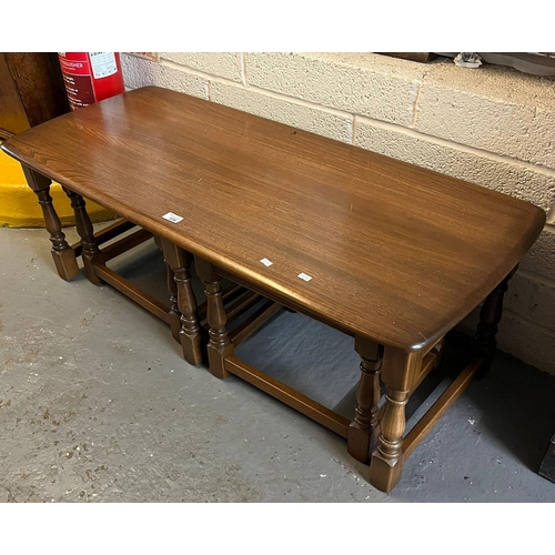 416 - Ercol elm rectangular nest of three tables.   (B.P. 21% + VAT)