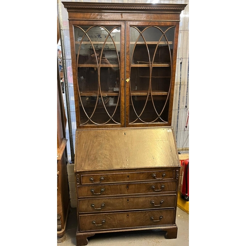 419 - George III mahogany two stage bureau bookcase.   (B.P. 21% + VAT)