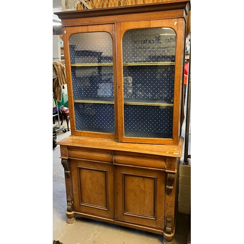 420 - Victorian oak two stage cabinet back chiffonier bookcase.   (B.P. 21% + VAT)