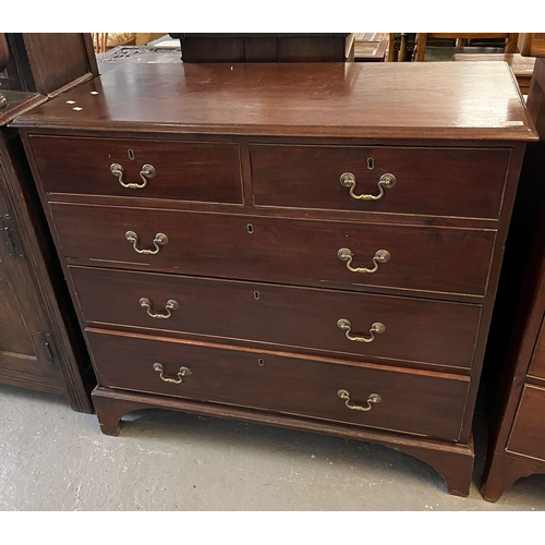 426 - George III style mahogany straight front chest of two short and three long cock beaded drawers on a ... 