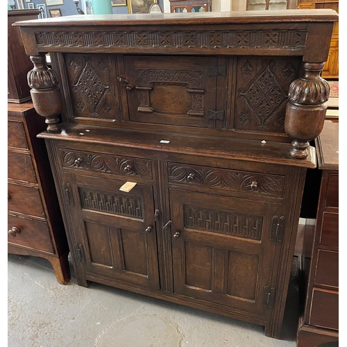 427 - 17th century style carved oak court cupboard/deuddarn.   (B.P. 21% + VAT)