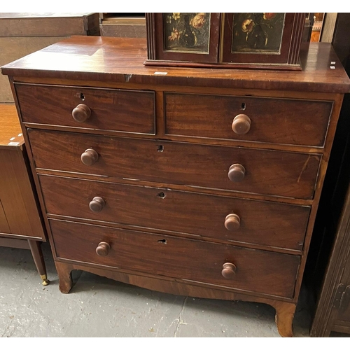 428 - 19th century mahogany straight front chest of two short and three long drawers with turned handles o... 