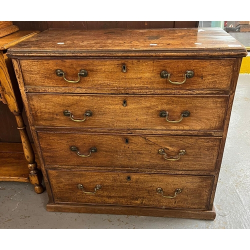 433 - 19th century mahogany straight front chest of four drawers on a platform base.  75x42x72cm approx.  ... 