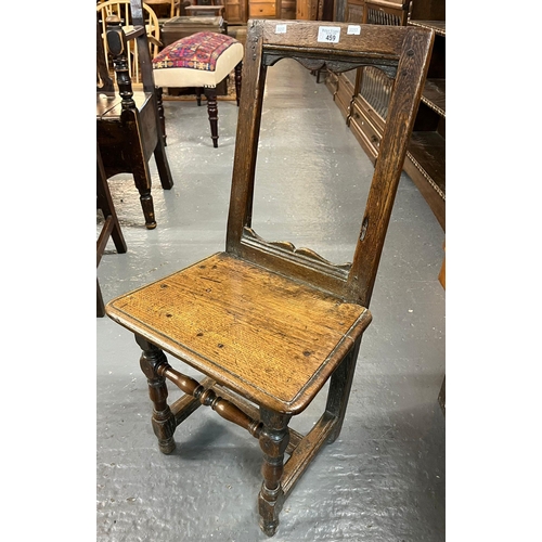 459 - 17th century oak convent/monastery nun's chair together with a pair of Victorian walnut serpentine d... 