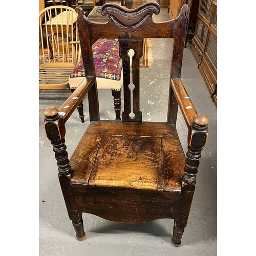 462 - 19th century stained elm and beech commode armchair.   (B.P. 21% + VAT)