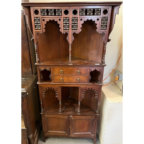 476 - Early 20th century Moorish corner cabinet, probably by Liberty & Co.  Possibly designed by Leonard W... 