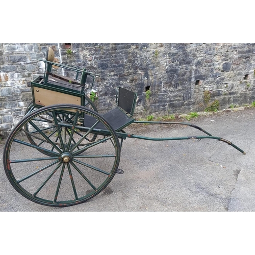 519 - Horse drawn vehicle - two wheeled Gig with leaf sprung frame and lamp brackets, two shafts for singl... 