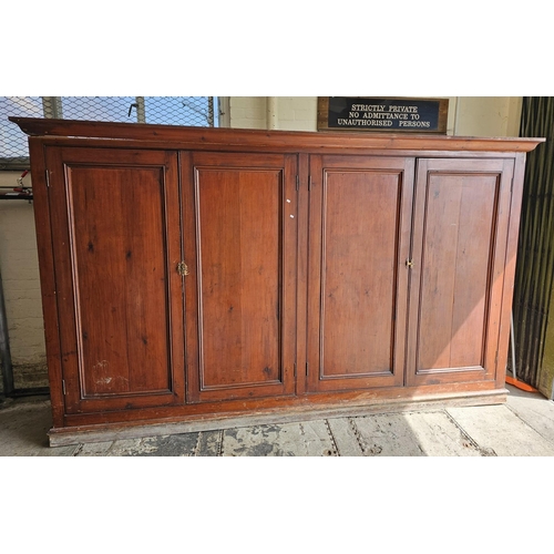 525 - (See also lot 535) Large early 20th century stained pine library/office cupboard with fitted interio...