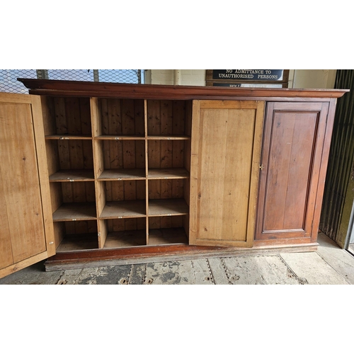 525 - (See also lot 535) Large early 20th century stained pine library/office cupboard with fitted interio... 