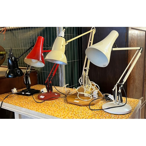 537 - Collection of four vintage anglepoise table lamps, one marked Herbert Terry.  (4)  (B.P. 21% + VAT)