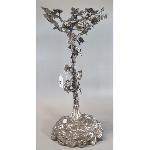 61 - 19th century silver plated presentation centre piece (lacking its bowl), of tree form with trailing ... 