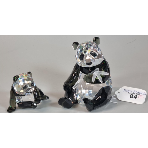 84 - Swarovski Crystal Endangered Wildlife Panda and her Cub, designed by Heinz Tabertshofer.  In origina... 