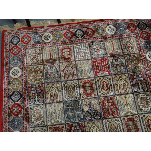 551 - Persian Kashmir full pile rug with multi-coloured garden panel designs. 230 x 160cm approx.
(B.P. 21... 