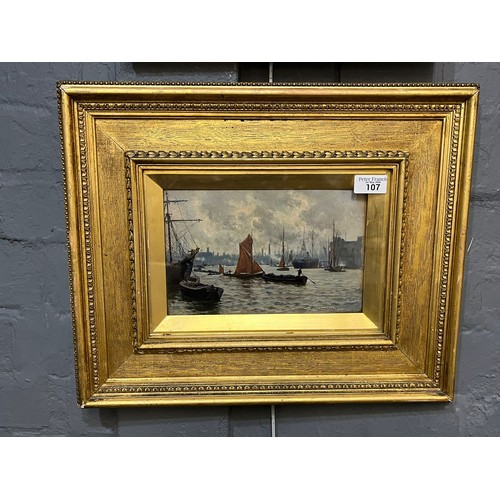 107 - Alex Tawson (British born 1900), 'Floodtide on the Thames', signed.  Oils on panel.  18x27cm approx.... 