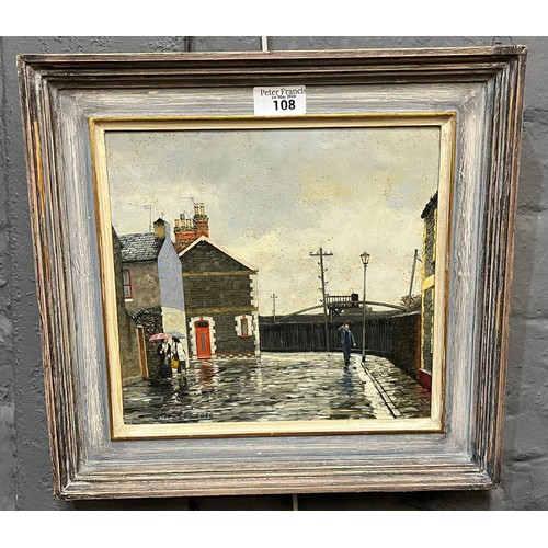 108 - Christopher Hall (Welsh 20th century), 'Cumnock Place, Cardiff', signed dated 1986.  Oils on board. ... 