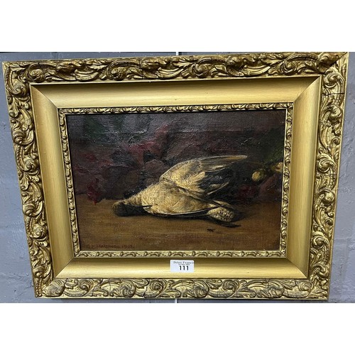 111 - G E Harris (British early 20th century), still life study of dead game, signed dated 1903.  23x33cm ... 