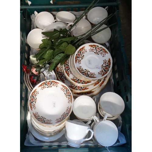 379A - Box of china to include: Colclough 'Royale' design and Duchess teaware, artificial roses etc.
(B.P. ... 