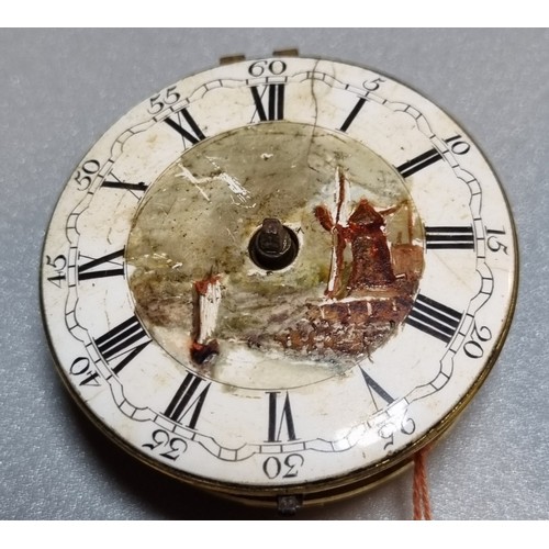 251 - 18th century Fusee pocket watch movement only marked J Wilders of London, having Roman painted face ... 