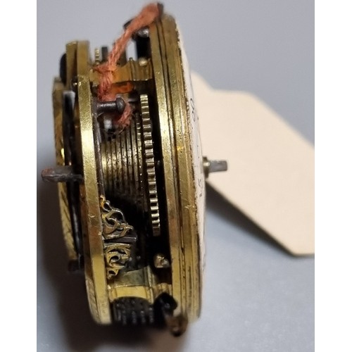 251 - 18th century Fusee pocket watch movement only marked J Wilders of London, having Roman painted face ... 