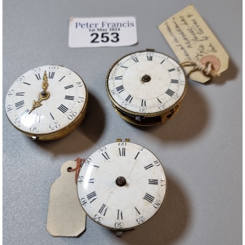 253 - Group of three 18th/19th century Fusee pocket watch movements only, to include: one marked William H... 