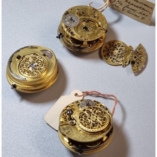 253 - Group of three 18th/19th century Fusee pocket watch movements only, to include: one marked William H... 