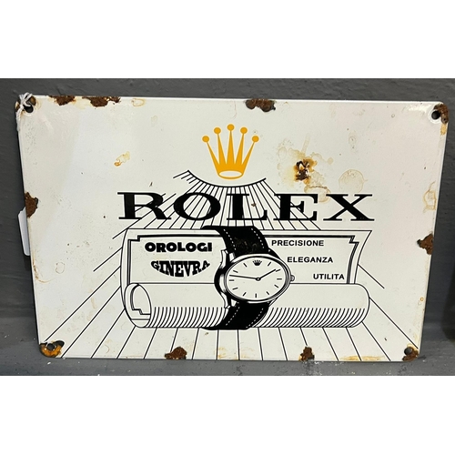 124 - Enamelled metal advertising sign, 'Rolex Watches'.  21x30cm approx.  (B.P. 21% + VAT)