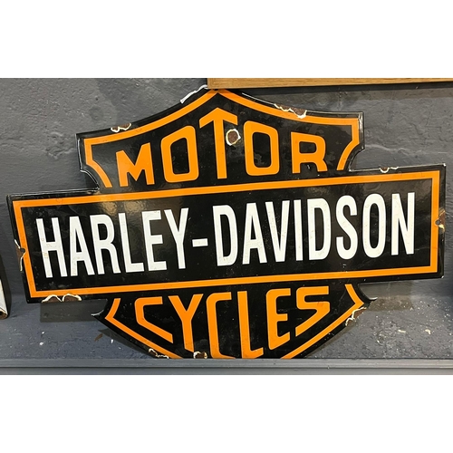 125 - Enamelled metal advertising sign 'Harley-Davidson Motorcycles'.  50x32cm approx.  (B.P. 21% + VAT)