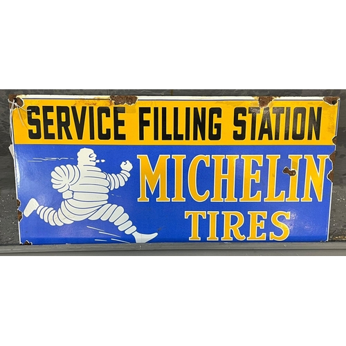 126 - Enamelled advertising sign 'Michelin Tyres Service Filling Station'.  45x24cm approx.  (B.P. 21% + V... 