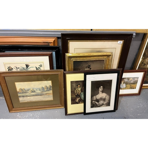 133 - Group of assorted furnishing prints and pictures: portraits, botanical studies etc.  Framed and glaz... 