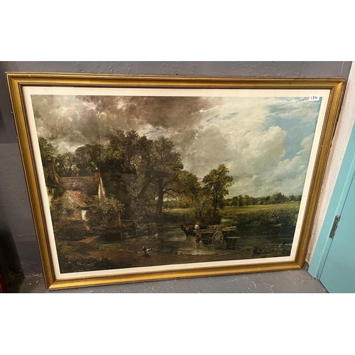 134 - After Constable, 'The Hay Wain'.  Large coloured print.  72x100cm approx.  Framed and glazed.   (B.P... 