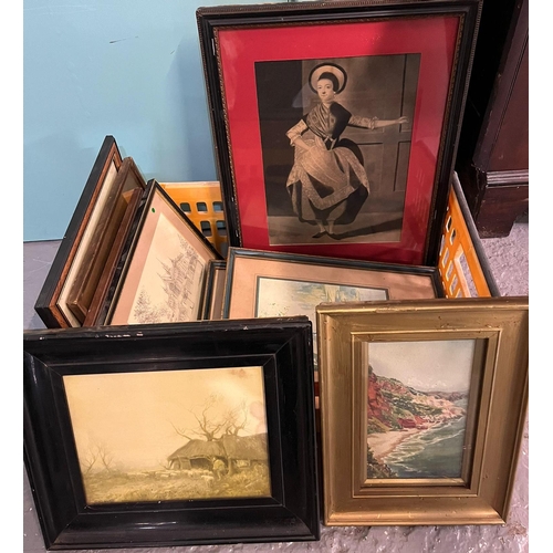 135 - Assorted coloured furnishing prints, portraits etc.  Framed.   (B.P. 21% + VAT)