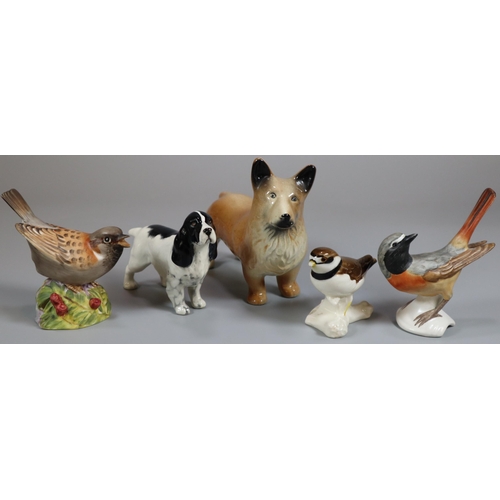 154 - Collection of Goebel and other birds including: Royal Worcester Sparrow Hawk, together with a cerami... 