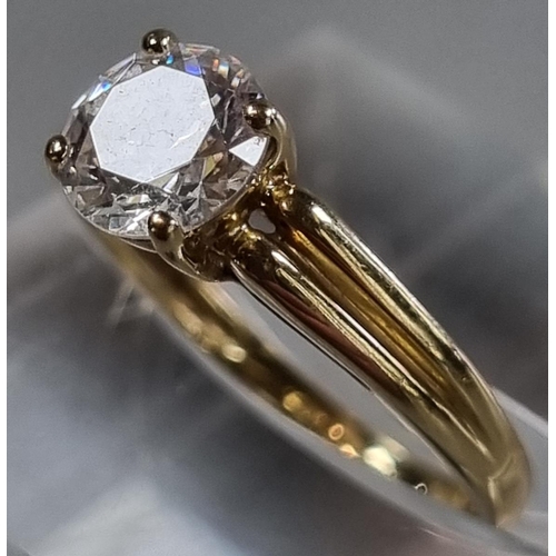 197 - 14ct gold solitaire ring.  Marked 585.  1.7g approx.  Size J.  (B.P. 21% + VAT)