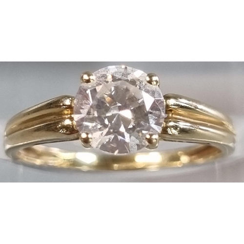 197 - 14ct gold solitaire ring.  Marked 585.  1.7g approx.  Size J.  (B.P. 21% + VAT)