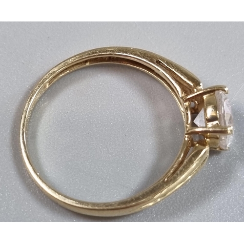 197 - 14ct gold solitaire ring.  Marked 585.  1.7g approx.  Size J.  (B.P. 21% + VAT)