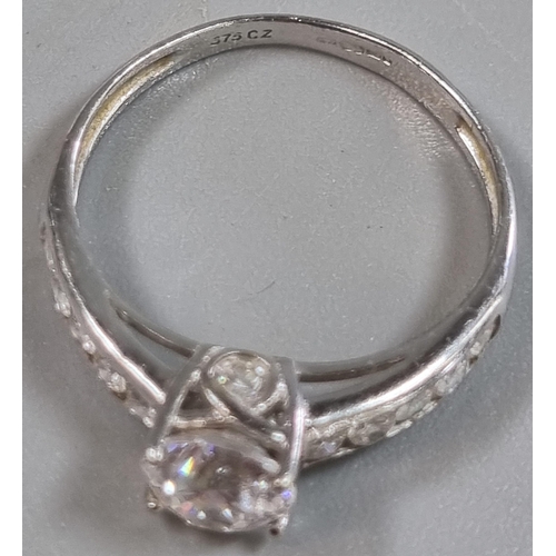 199 - 9ct white gold and cubic zirconia solitaire style ring.  2g approx.  Size M1/2.  (B.P. 21% + VAT)