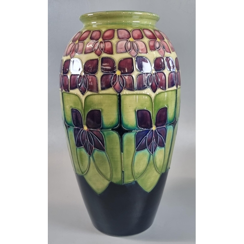 2 - Modern Moorcroft Art Pottery tube-lined baluster vase, in the 'Violet' pattern.  Impressed and paint... 