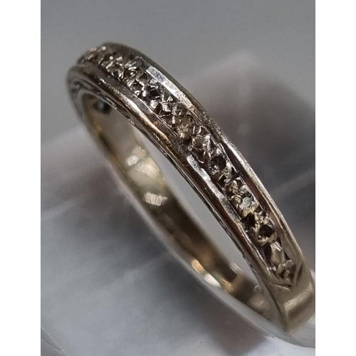 204 - 18ct white gold diamond half eternity ring.  3g approx.  Size L.  (B.P. 21% + VAT)