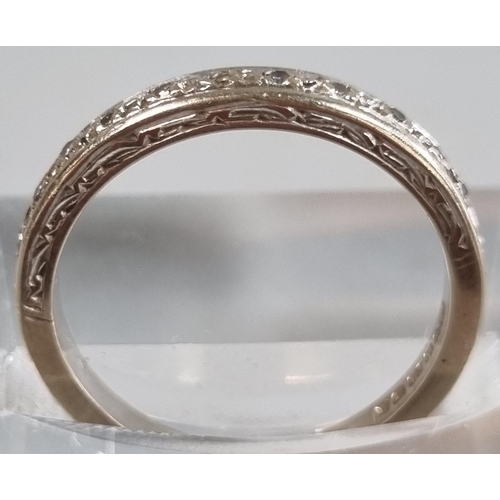 204 - 18ct white gold diamond half eternity ring.  3g approx.  Size L.  (B.P. 21% + VAT)