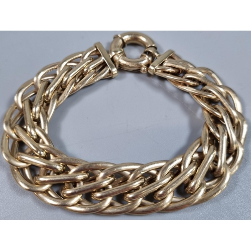 227 - 9ct gold multi-link curb bracelet. 20.8g approx.  18.5cm long approx.  (B.P. 21% + VAT)