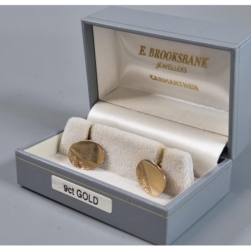 247 - Pair of 9ct gold oval earrings in E. Brooksbank Jewelers Carmarthen box. 5g approx.   (B.P. 21% + VA... 