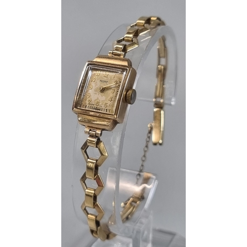 254 - 9ct gold faced Rotary ladies wristwatch, the strap marked 9ct PPLD.  13.5g approx.  (B.P. 21% + VAT)