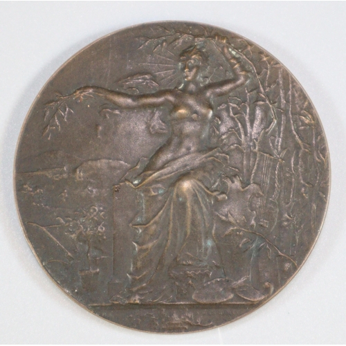 261 - French bronze Art Nouveau medal plaque - Julien Pellas (Professeur Poltechnique)(sic), signed 'A Mas... 