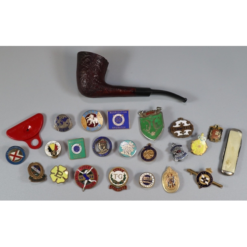 270 - Collection of enamel badges to include: Middleton Tower-Holiday club, Respiration Operator, ACME She... 