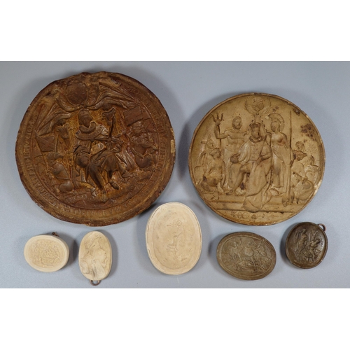 273 - Group of wax and other moulded intaglios, two appearing to be for Royal Seals.   (B.P. 21% + VAT)