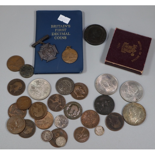 276 - Bag of GB coinage: Festival of Britain 1951 coin, Churchill Crowns etc.  (B.P. 21% + VAT)