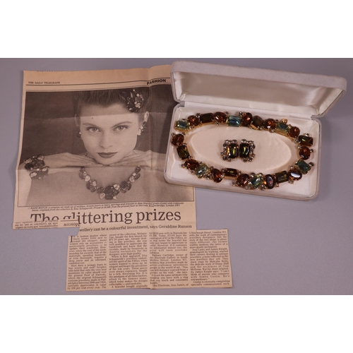 277 - A Suite of semi-precious stone costume jewellery comprising necklace and two earrings, in hard case.... 