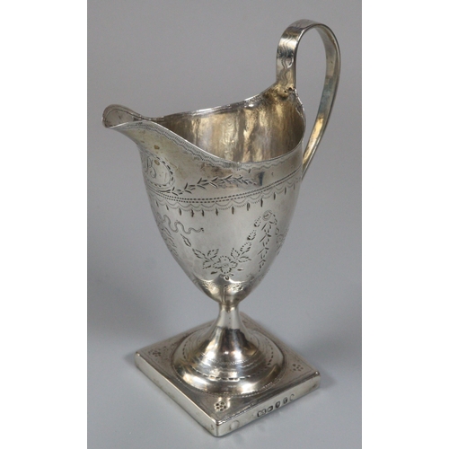 281 - Late 18th century silver helmet shaped cream jug.  13cm high approx.  London hallmarks.  2.96 troy o... 