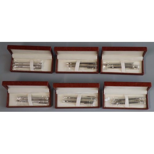 296 - Collection of cased silver 925 pens in fitted cases.  Six cases, twelve pens.  (B.P. 21% + VAT)